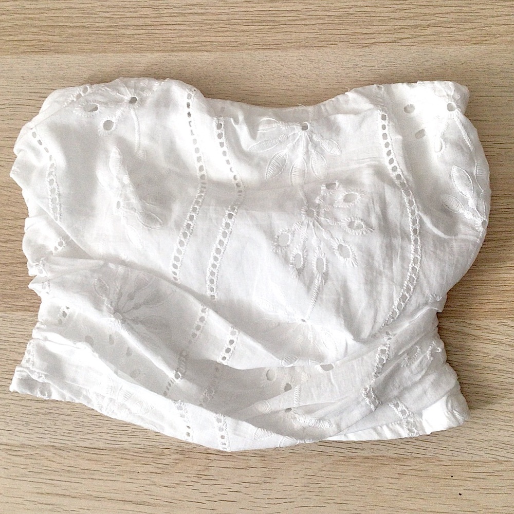 Band of the Free Eyelet Strapless Crop Top